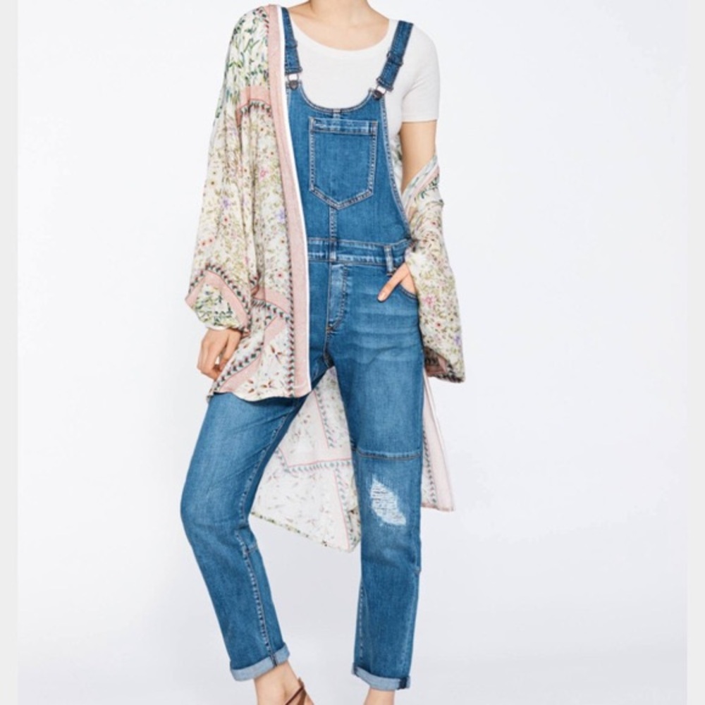 Pilcro Faye Distressed Denim Overalls